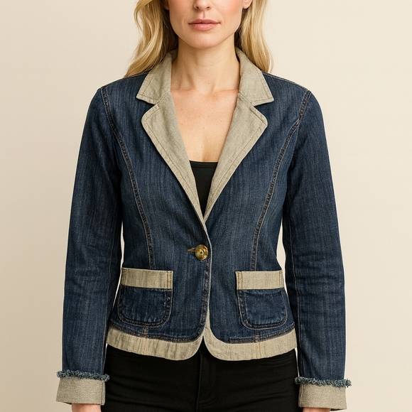 Unkown Jackets & Blazers - Two Tone Denim Jacket Y2K Feminine Tailored Size Large